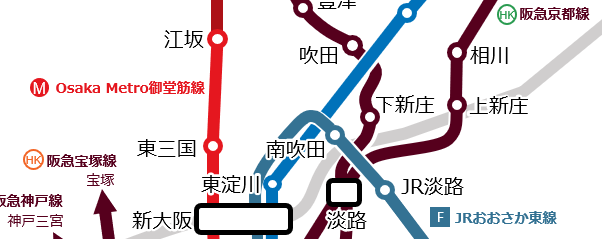 「吹田の路線図」を新しくしました。大阪市内からの乗り換えルートなどがわかりやすくなりました。